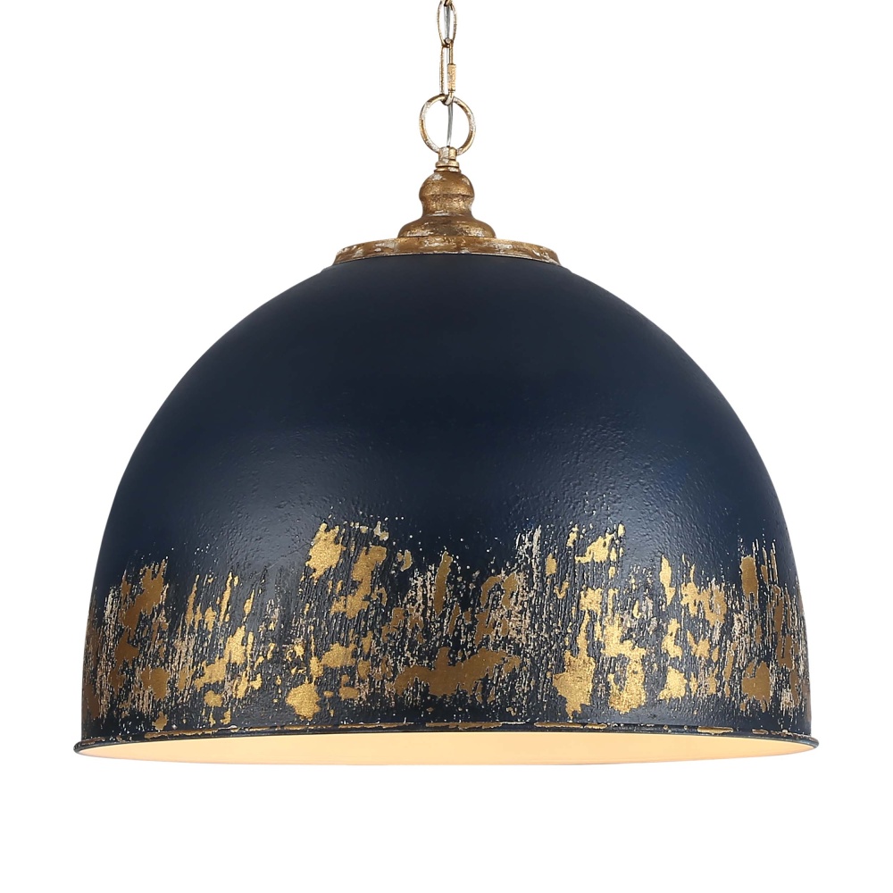 Golden Lighting Alison 5-light Pendant in Vintage Gold and Antique Matte Navy shade